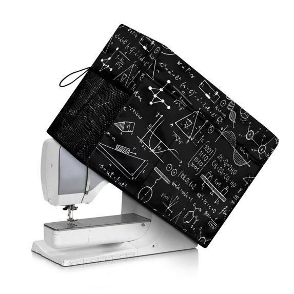 NETILGEN Math Formula Sewing Machine Cover Dust Cover with High-Capacity Mesh Pockets & Front Pockets, Elastic Rope Home Hand Cover Sewing Machine Case Protective Cover