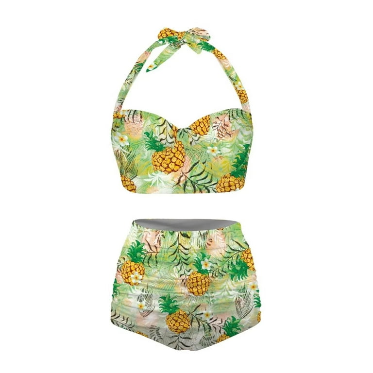 NETILGEN Pineapple Pattern Women Swimsuits Bikini, Piece Set