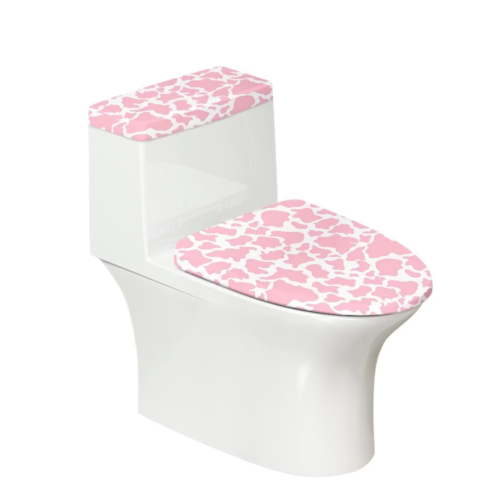 NETILGEN Pink Cow Texture Print Toilet Seat And Tank Lid Covers for