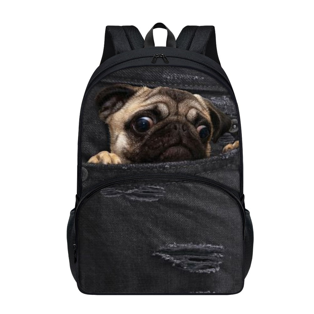 NETILGEN Pug Dog Backpack for Boys Kids Girls Multi Functional