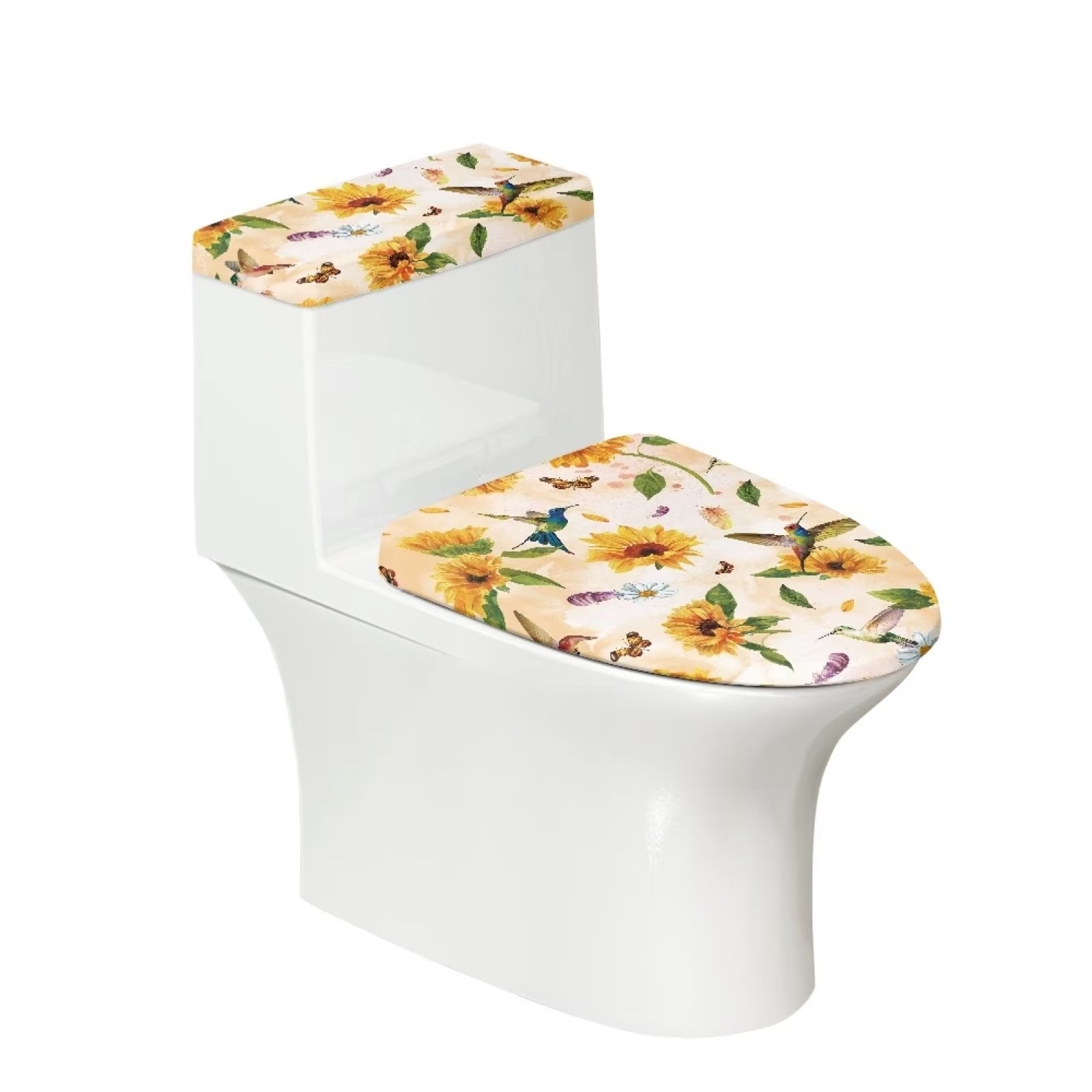 NETILGEN Sunflower Hummingbirds Toilet Seat And Tank Lid Covers for