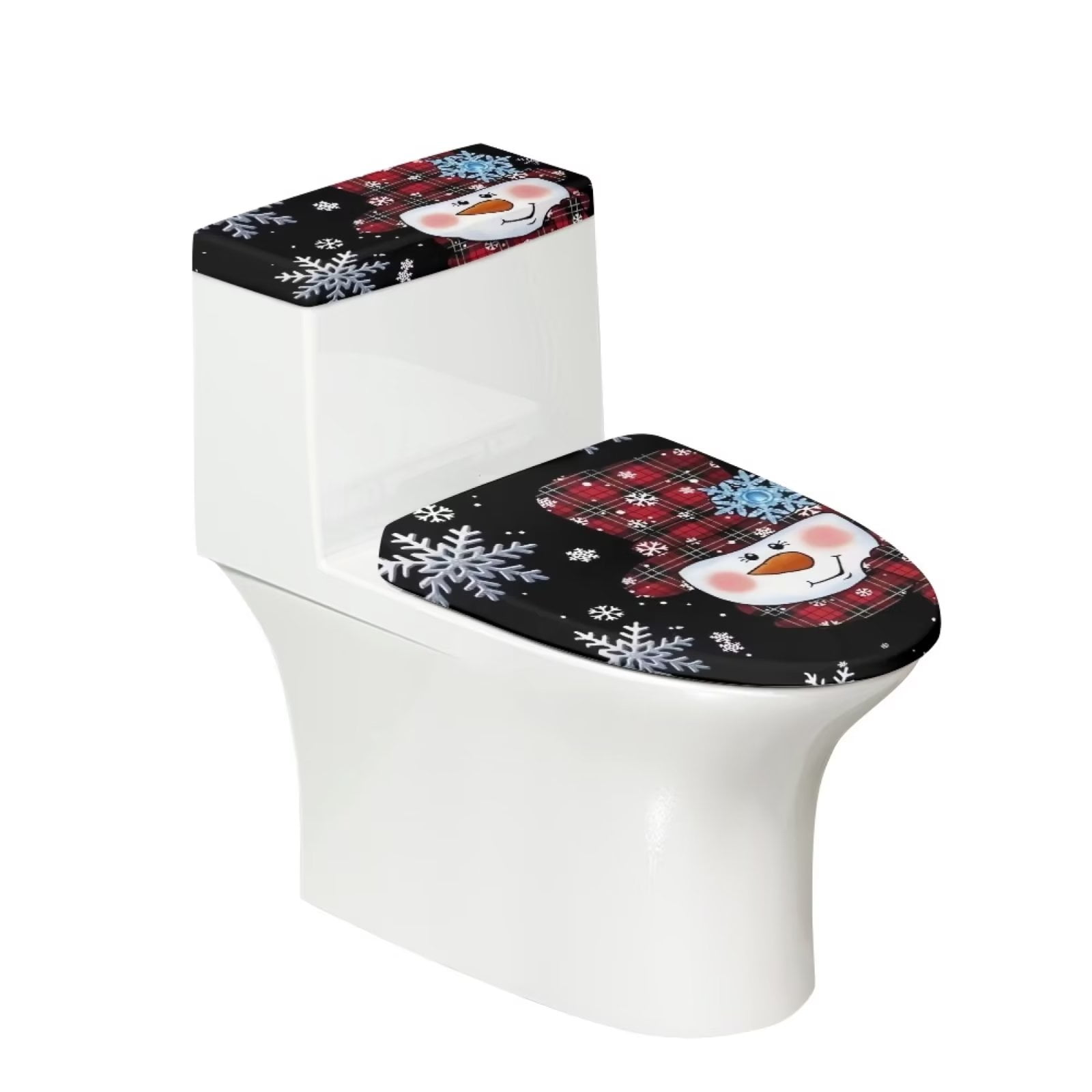 NETILGEN Toilet Lid Cover Set Cute Christmas Snowflower Snowman & Stain