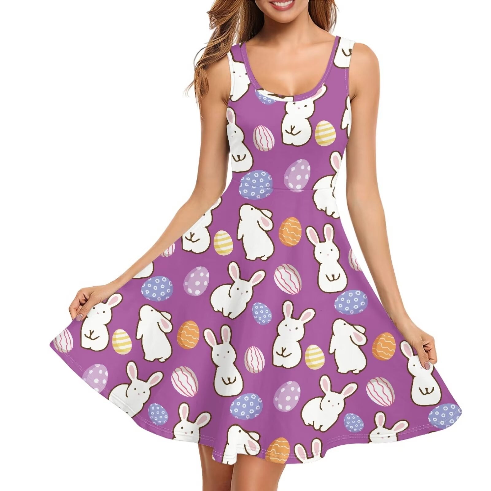 NETILGEN Trendy Summer Tank Top Dresses for Women & Easter Egg Rabbits