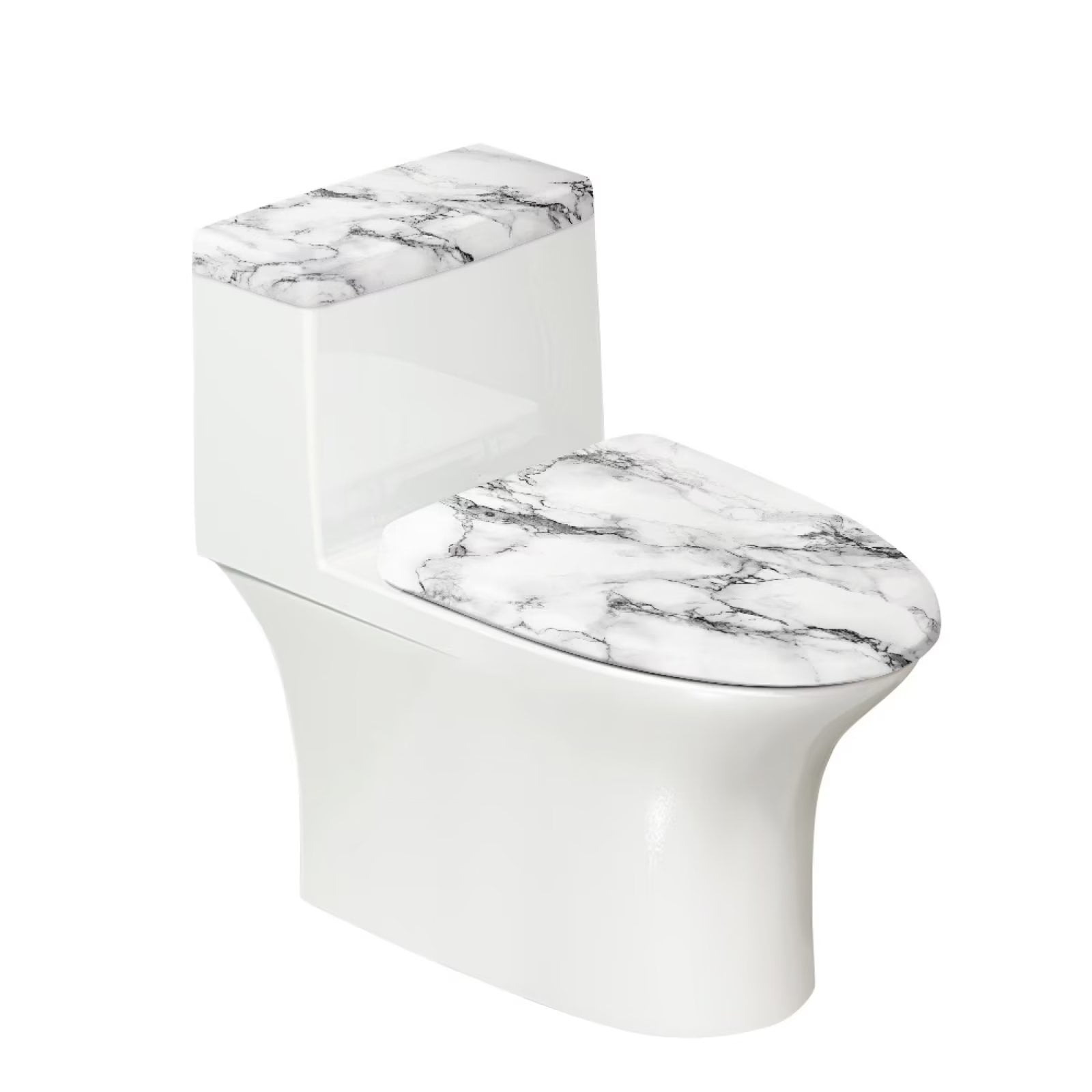 NETILGEN White Marble Texture Toilet Tank Channel Pads + NonSlip