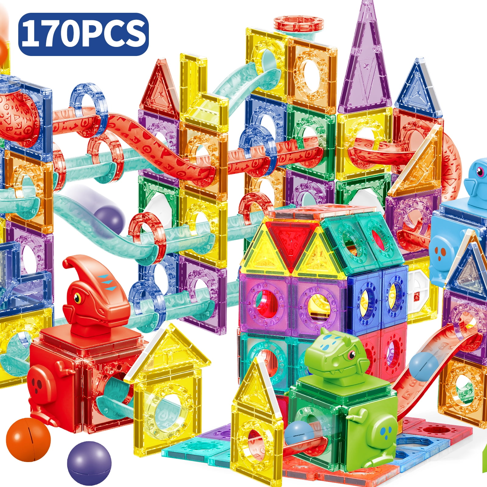 Magblock 70 Piece Magnetic Tiles Creative Construction Learning Toy for Toddlers Preschool STEM Walmart