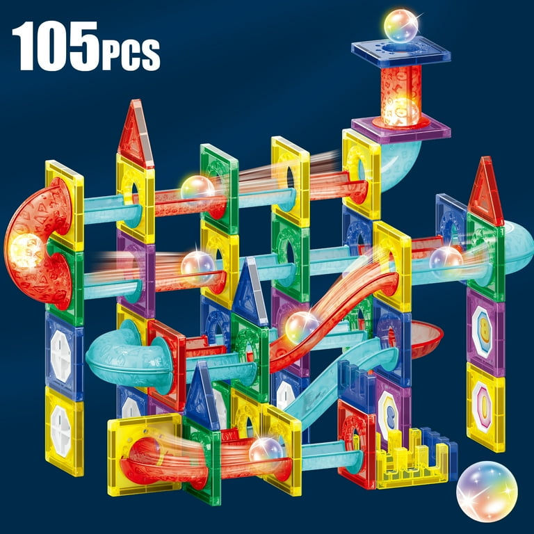 Magnetic Tiles Set with Pipes,3D Clear Magnets Toys,Perfect Gift for Kids