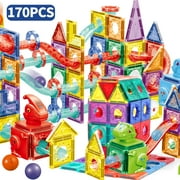 NETNEW 170 Pcs 3D Clear Light Magnetic Tiles Building Blocks Toys Educational STEM | Ages Children to Adult 3+