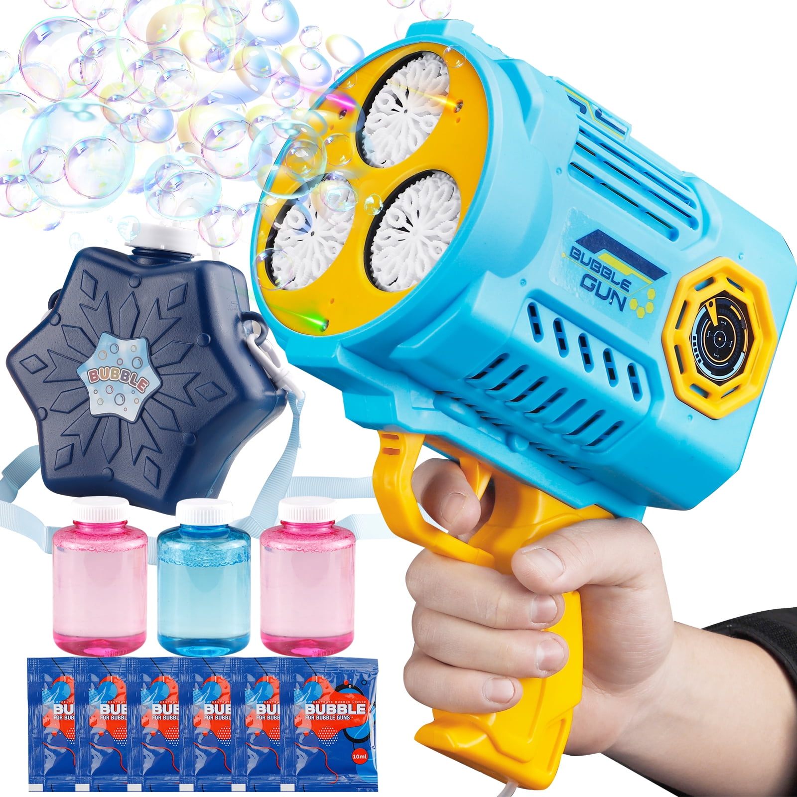 Friction Powered Bubble Gun Toy Light-Up Shoots Bubbles Fun Outdoor  Activity