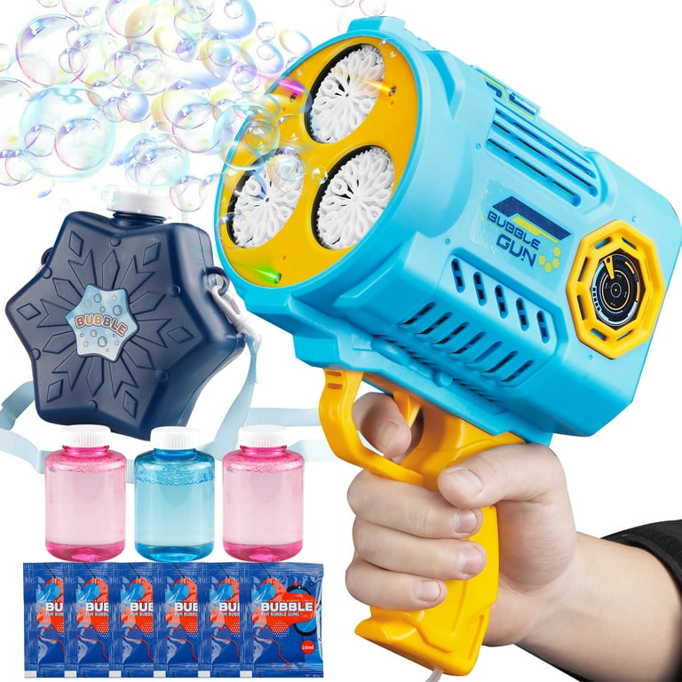 NETNEW Upgraded Bubble Gun Bubble Makers Toys for Boys Girls 3-6 Years with  LED Lights and solution supply bag (feeding solution automatically) Bubble  Blower 