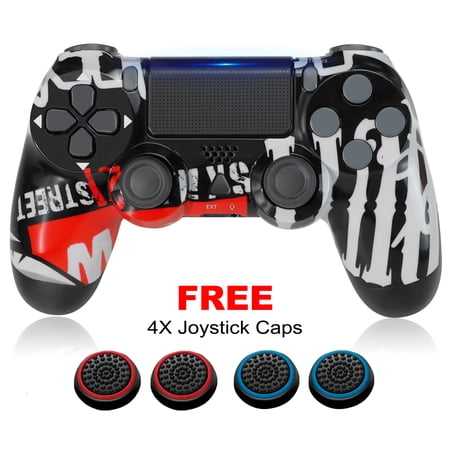 NETNEW Wireless Game Controller Compatible with PS4/Slim/Pro with Upgraded Joystick - Red Eyes
