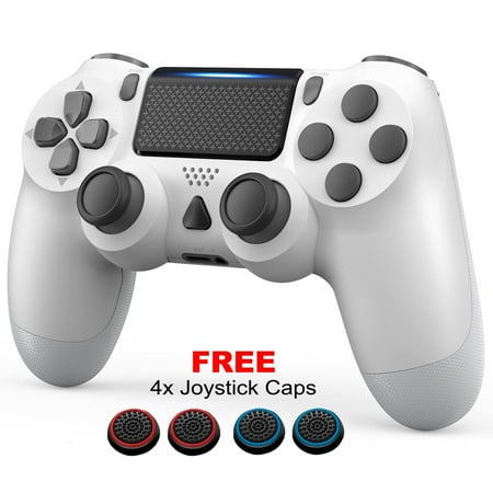 NETNEW Wireless Game Controller Compatible with PS4/Slim/Pro with Upgraded Joystick - White