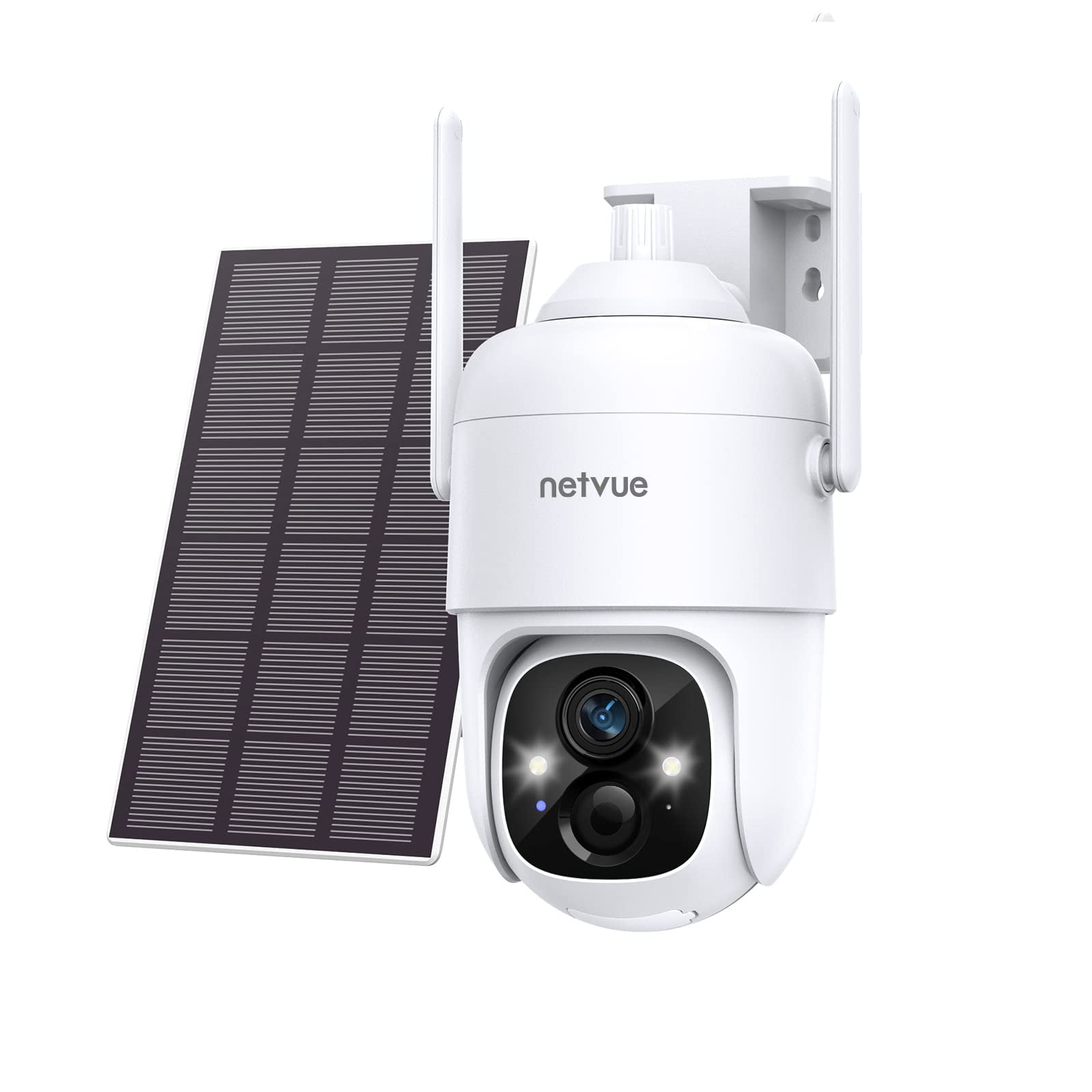 NETVUE Solar Security Cameras Wireless Outdoor 3MP Camera 2.4G WiFi 360°  View PTZ. Strobe Light/Spotlight Home Security System with Motion Detection  and Siren 