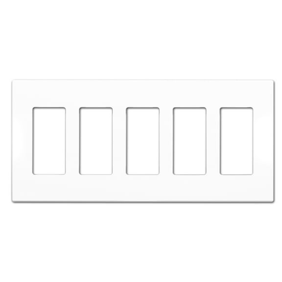 NEU 5-Gang Screwless Decorator Wall Plates Child Safe Outlet Cover, 4.75" x 10", Unbreakable Polycarbonate Thermoplastic, Glossy White