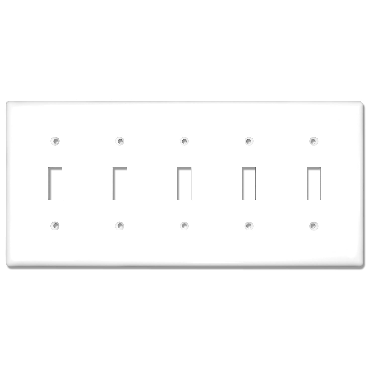 White Gloss Finish Polycarbonate 5-Gang Toggle Switch Wall Plate