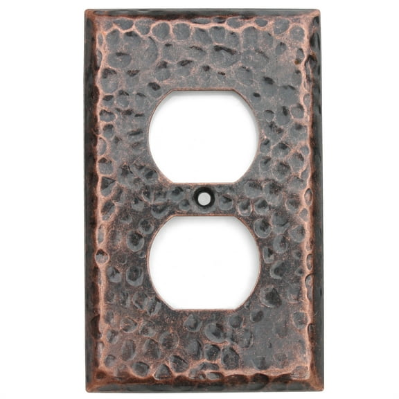 NEU Hammered Copper 1-Gang Duplex Receptacle Outlet Switch Cover Mid-Size Wall Plate, 3" x 4.75"