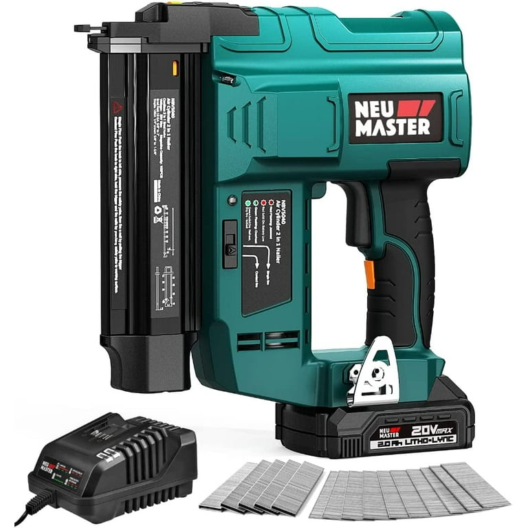NEU MASTER 18 Gauge 2 in 1 Cordless Nailer Stapler 2.0Ah Li ion Battery 1000 Nails 500 Staples Walmart