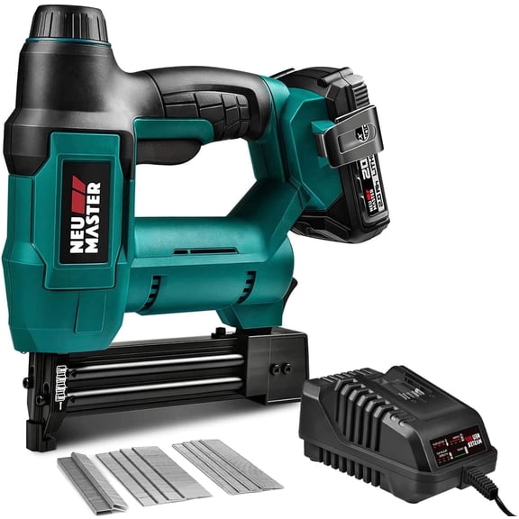 NEU MASTER  Cordless Nail Gun,20-Volt 2-inch 18 Staple Gun, Battery Operated 18 Gauge Coil Brad Nailer Gun,2.0Ah Lithium-Ion Battery with 800 Nails & 200 Staples