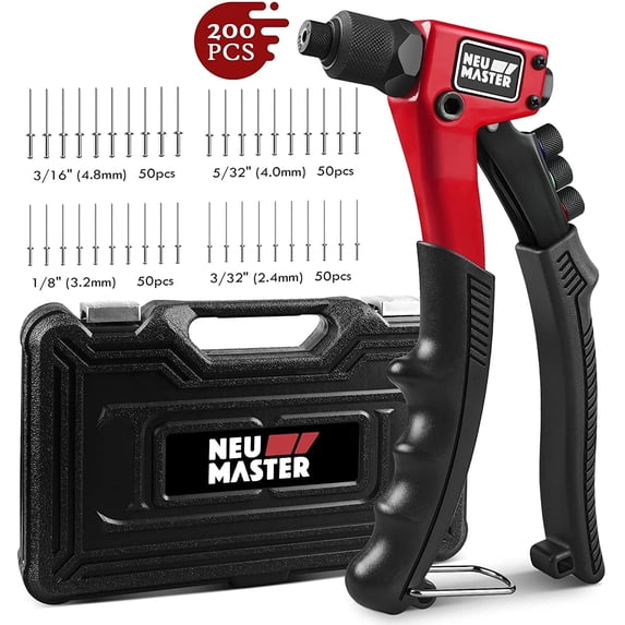 Bmc Engine Plate Rivets NEU MASTER Manual Rivet Gun Kit, 200 Rivets, 4 Interchangeable Heads ...