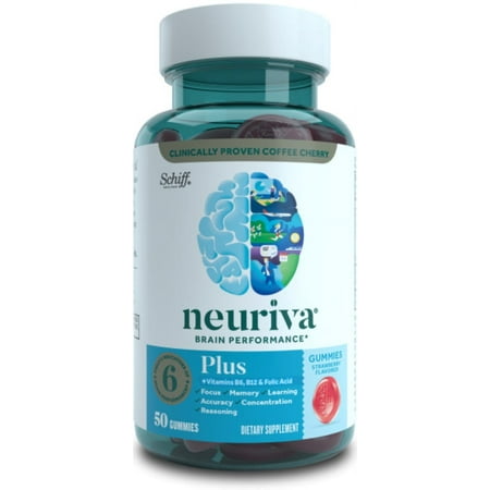 NEURIVA Brain Performance Plus Gummies 12/ 50 ct (Pack of 6)