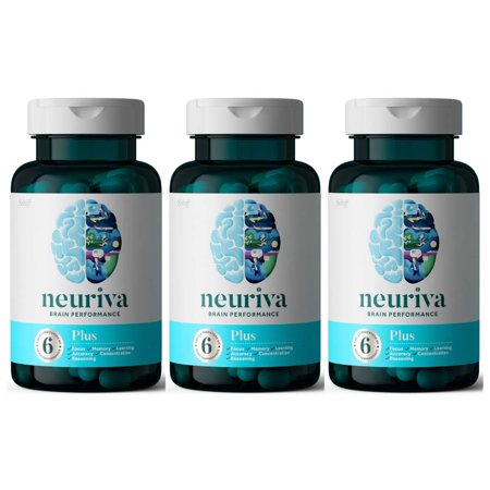 NEURIVA Plus Brain Performance (30 Count), Brain Support Supplement with Clinically Proven Natural Ingredients 1 ea (Pack of 3)