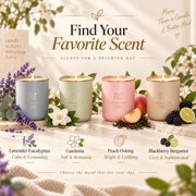 NEVAEHEART Macaron Pastel Glass Cup Lavender Eucalyptus, Gardenia, Peach Oolong, Blackberry Bergamot Scented Aromatherapy Candle