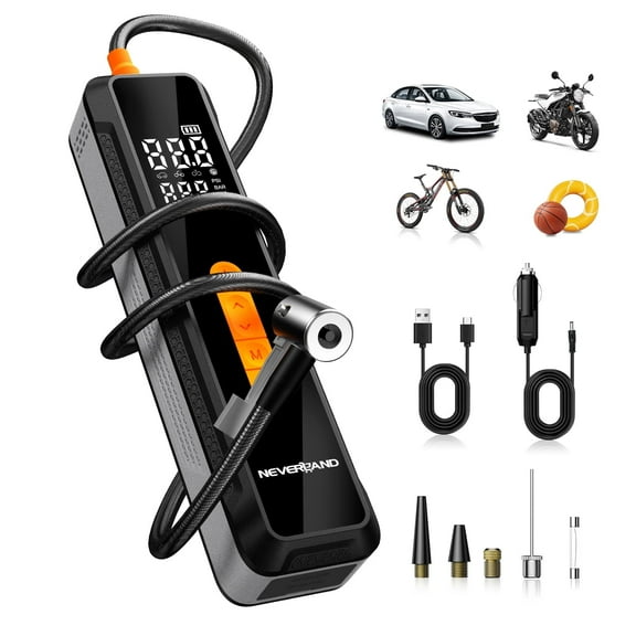 NEVERLAND Tire Inflator Portable Air Compressor - 20000mAh 150PSI Car Tire Air Pump Portable, 12V DC Auto Tire Inflator with Gauge, Electric Air Compressor for Car, Bike, Motocycle, Ball