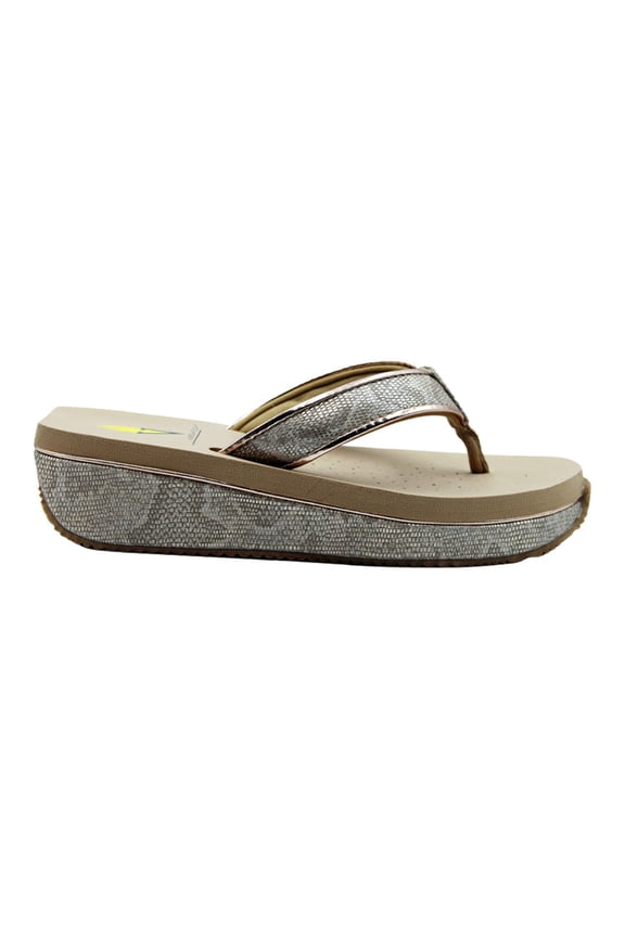 VOLATILE Women's Neville Thong Wedge Sandal, Champagne, 11