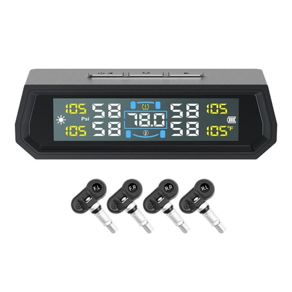 NEW 0-5Bar Car Tire Pressure Monitoring System Universal Temperature/USB Display Auto Solar Car Sy In TPMS Alarm O7E8 Security