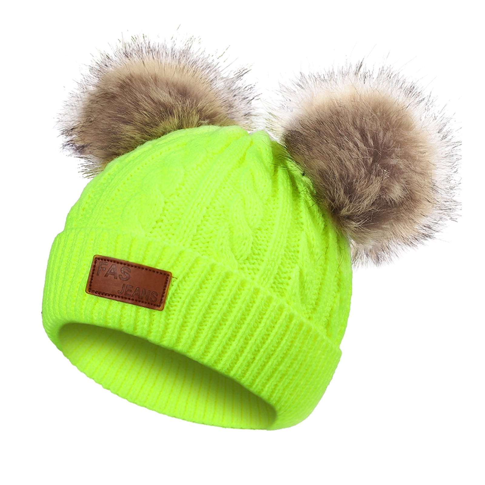 Cappello Invernale Per Bambini Con Doppio Pompon – Fodera In Pile, Elastico, Taglia Unica Per 3-9 Anni – Colori Vivaci