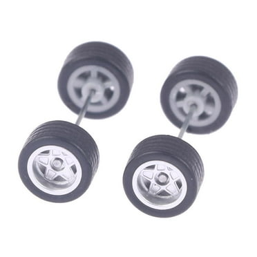 NEW 1/64 Scale Alloy Wheels - Custom For Hot-Wheel Matchbox,Tomy Rubber Tires T7L1