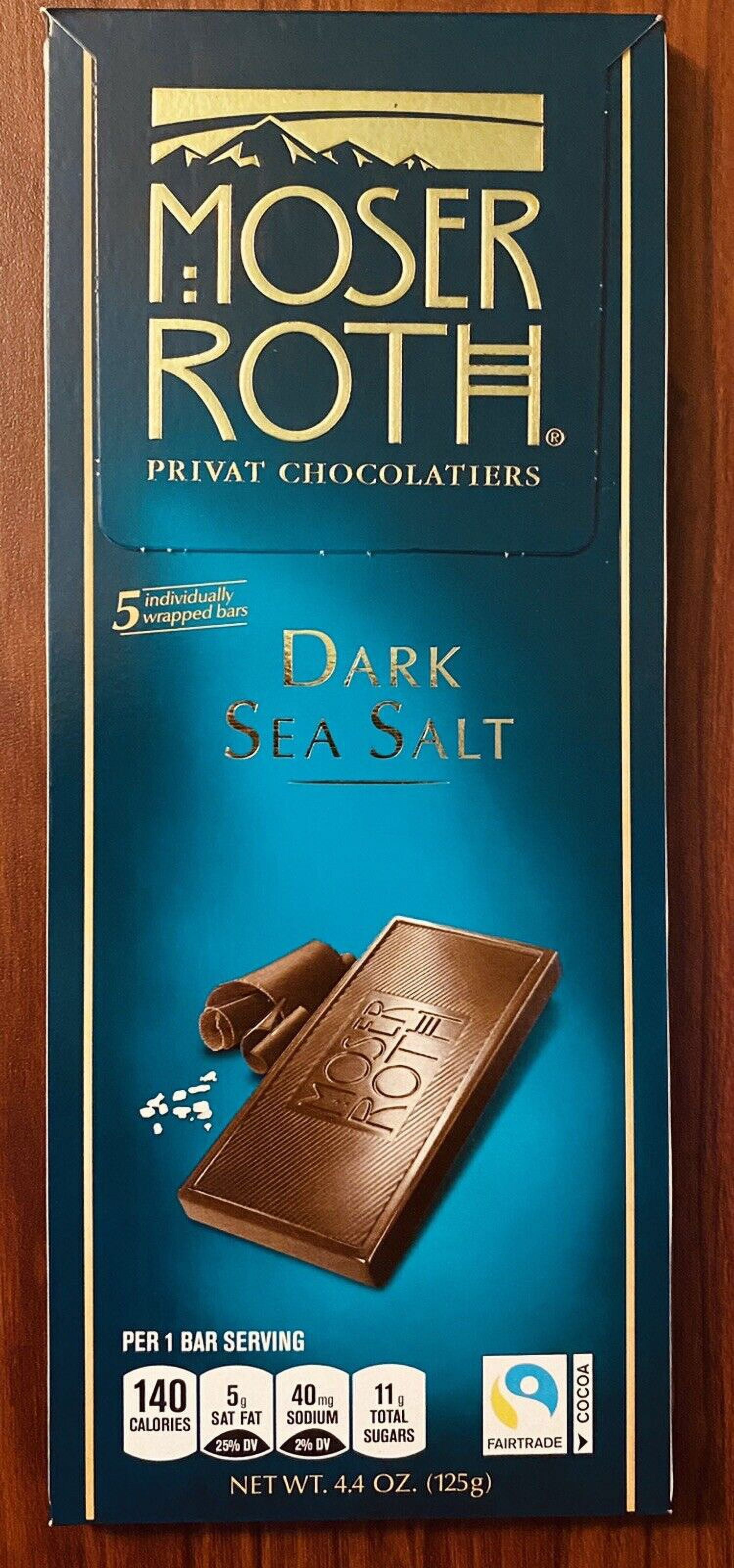 **NEW** ( 1 ) MOSER ROTH PREMIUM CHOCOLATE DARK SEA SALT 5BAR 4.4oz