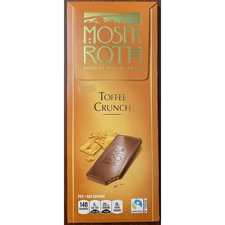 **NEW** ( 1 ) MOSER ROTH TOFFEE CRUNCH CHOCOLATE 5-BAR 4.4-oz PACK NEW