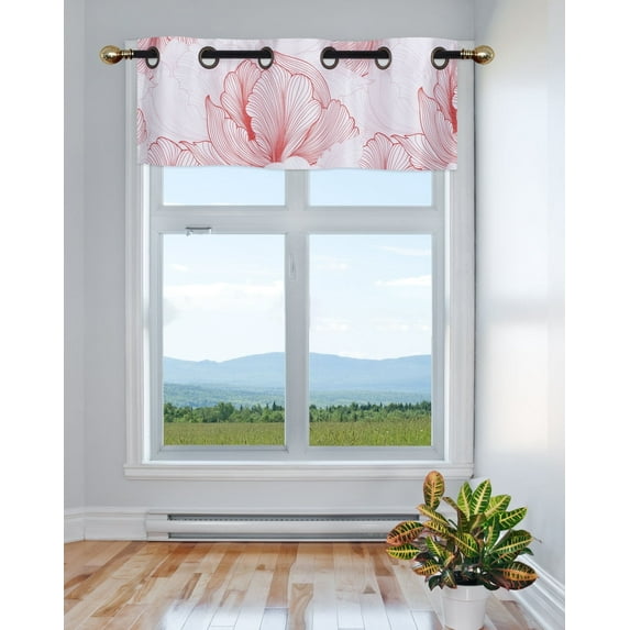 NEW 1 VALANCE SPRING RED BIG FLOWER TROPICAL FLORAL DESIGN LIGHT FILTERING LINED VALANCE WINDOW GROMMEST SIZE 37" WIDE X 18" LENGTH