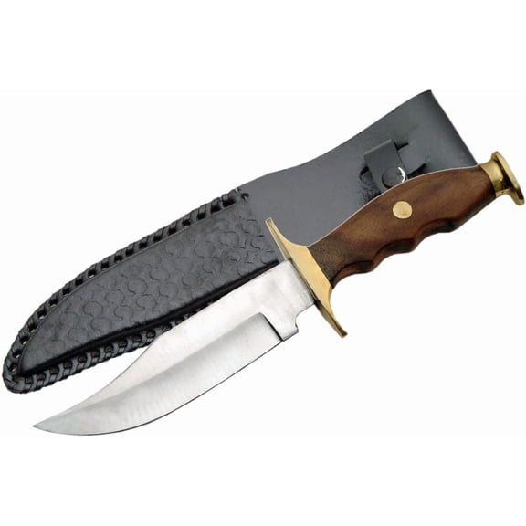 Szco Supplies 10.5" Stainless Steel Fixed Blade Knife with Wood Handle and Sheath