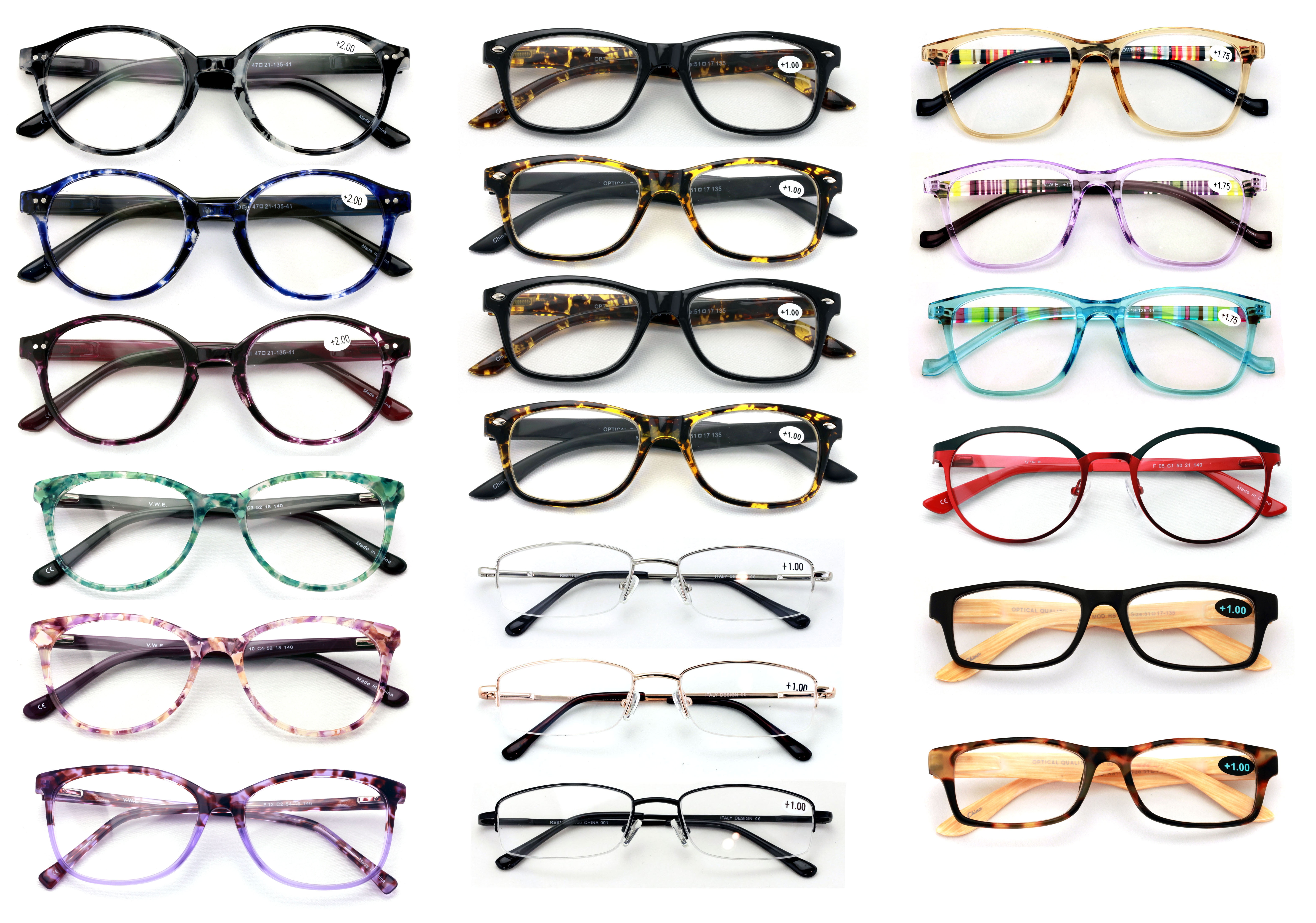 NEW 10 Pairs of Closeout Reading Glasses Your Choice in Power and Gender Bulk 2.25