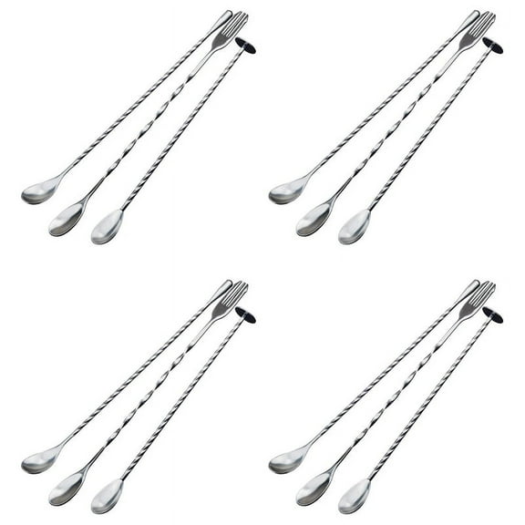 12 Pcs Extra Long Mixing Spoons Spiral Pattern Bar Cocktail Shaker Spoon Barware Stirring Spoon for Tea Coffee Ice Cream