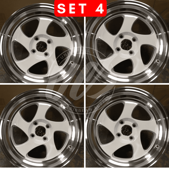 NEW 16 inch x 8 Alloy Wheels Rims Compatible with BMW 3 SERIES TOYOTA YARIS TERCEL 4 lug White Machined Face +25 offset Set of 4