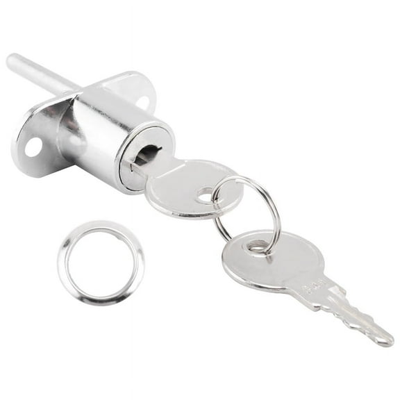 19mm Cylinder Head Diameter Silver Tone Metal Drawer Plunger Lock with 2 Keys