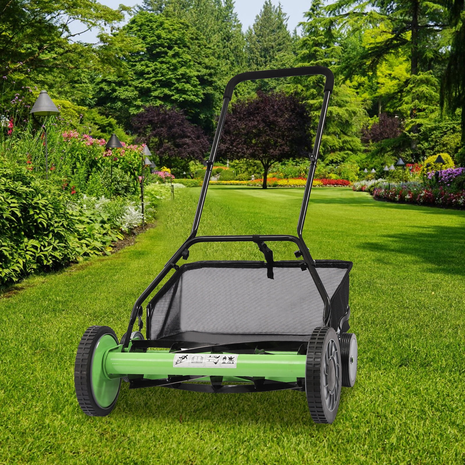 NEW 20" Manual Lawn Mower Hand Push Reel Walk-Behind Grass Catcher W/ 5 Blades For Lawn Mowing In Villas, Parks, Gardens