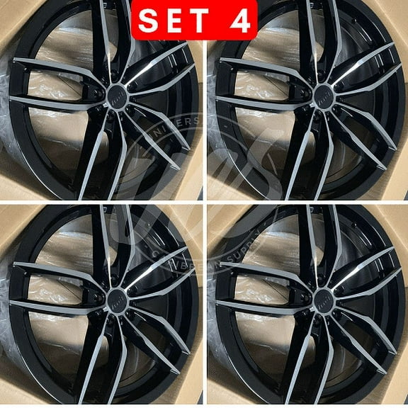 NEW 20 inch x 9.5 Alloy Wheels Rims Compatible with Honda 5 lug Black Machined Face +35 offset Set of 4