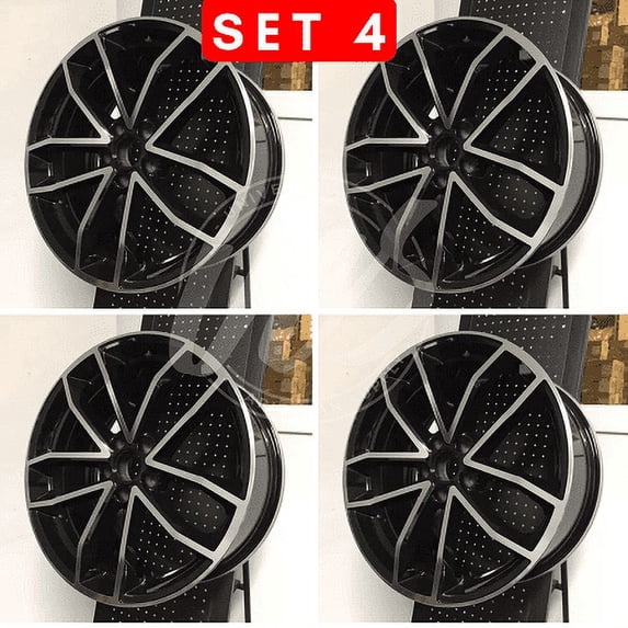 NEW 20 inch x 9 Alloy Wheels Rims Bolt Pattern 5x112 Black Machined Face +35 offset Set of 4