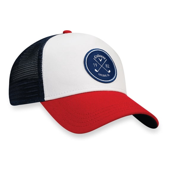 NEW 2017 Callaway Golf Trucker Red/White/Navy Adjustable Hat/Cap