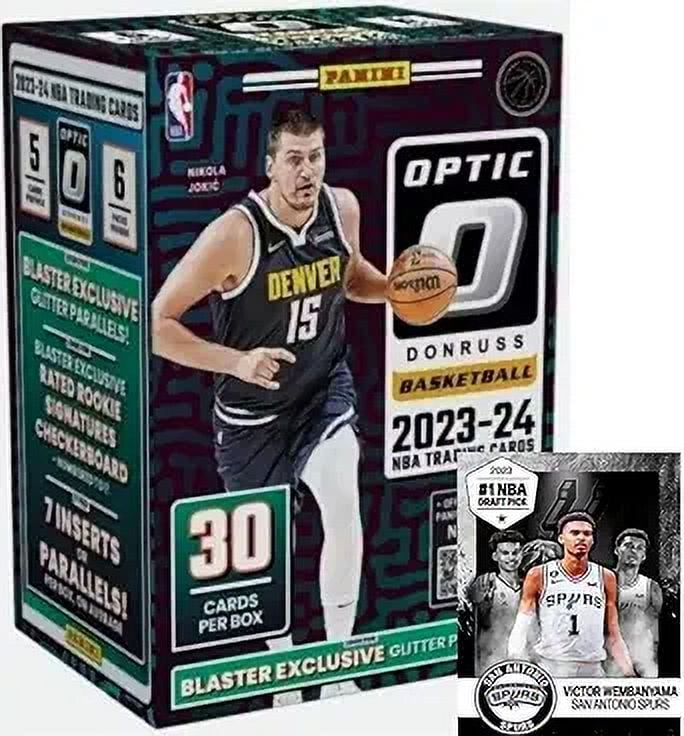 NEW 2023-24 Panini DONRUSS OPTIC Basketball FACTORY Blaster Box w30 Cards- Chance for Wembanyama Auto. Rookie Card! - Includes Custom Wemby Card Pictured.