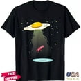 NEW 2024 Cool Egg Abducting Bacon Funny UFO Breakfast Food Pork TShirt