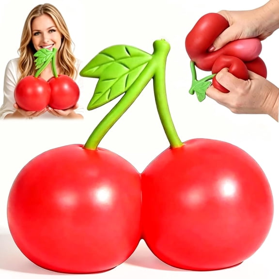 NEW 2026 Jumbo 7" Cherry Squishy Toys, Giant Squeeze Fruit Fidget, Slow Rising Stress Ball for Anxiety Stress & Party Favor, Age 3+