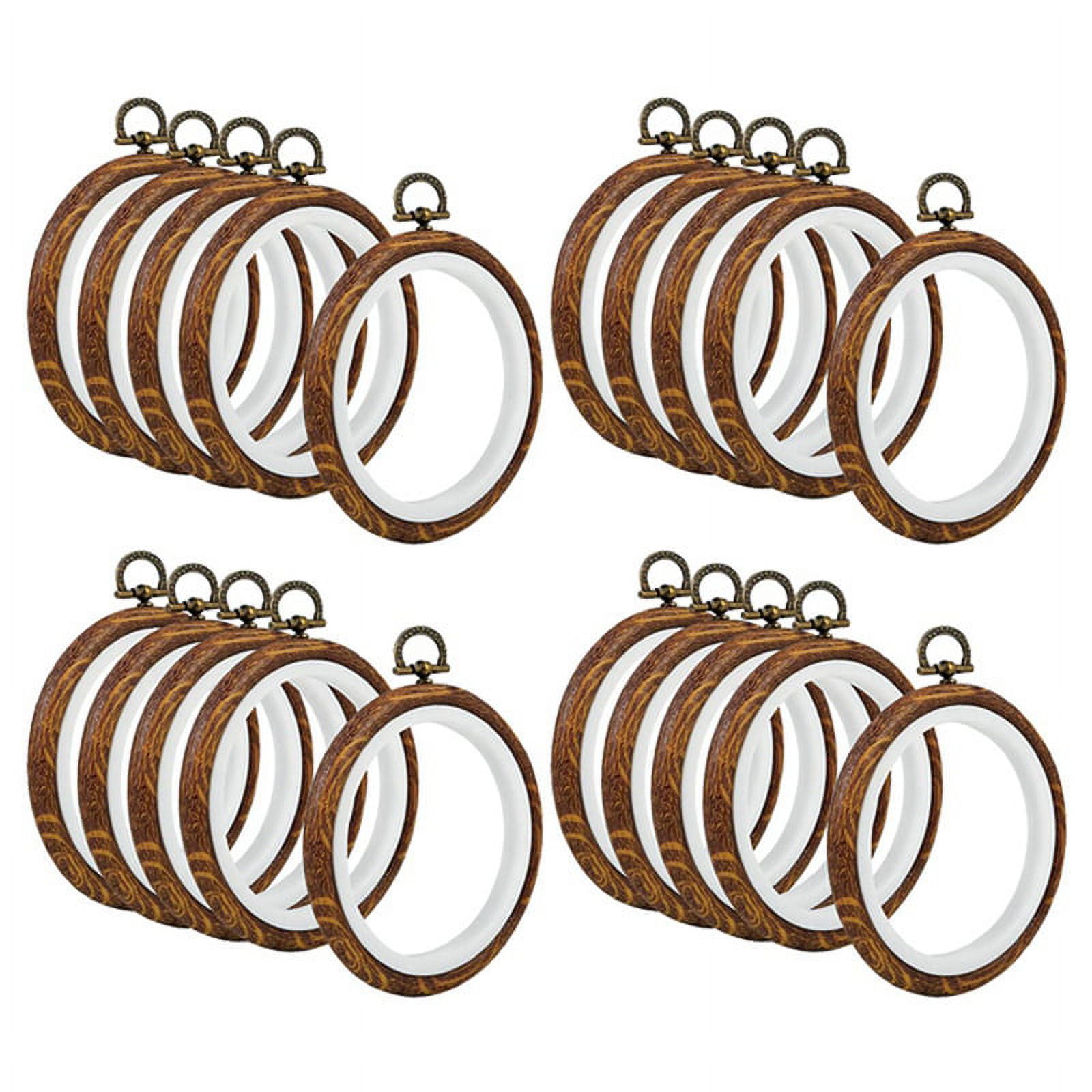 20Pcs Embroidery Hoops Imitated Wood Circle Round Display Frame for Art Craft Sewing and Hanging