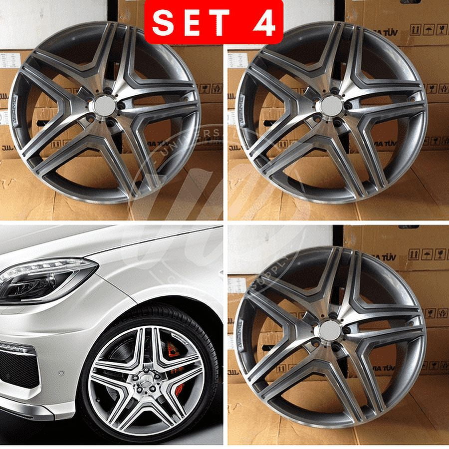 NEW 22 inch x 10 Alloy Wheels Rims Compatible with ML63 Mercedes GL 5 lug  Gunmetal Machined Face +48 offset Set of 4 