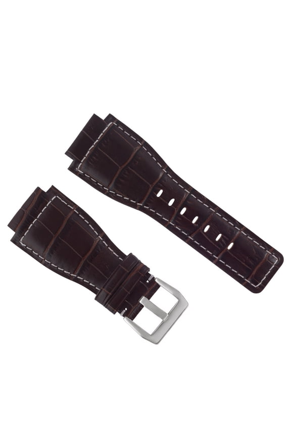 NEW 24MM LEATHER WATCH BAND STRAP FOR BELL & ROSS BR-01-03 WATCH BROWN WS