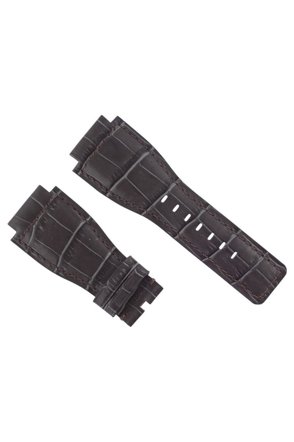 NEW 24MM LEATHER WATCH BAND STRAP FOR BELL & ROSS WATCH BR-01-BR-03 GREY TOP QLY