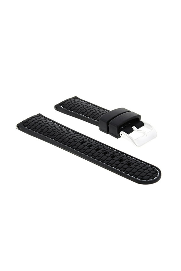 NEW 24MM RUBBER STRAP BAND FIT OMEGA SEAMASTER PLANET OCEAN BLACK WHITE STITCH